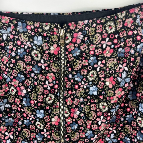 LOFT Ann Taylor Multicolor Floral Velvet Stretch Skirt Double Lining Womens 2 - Picture 6 of 8